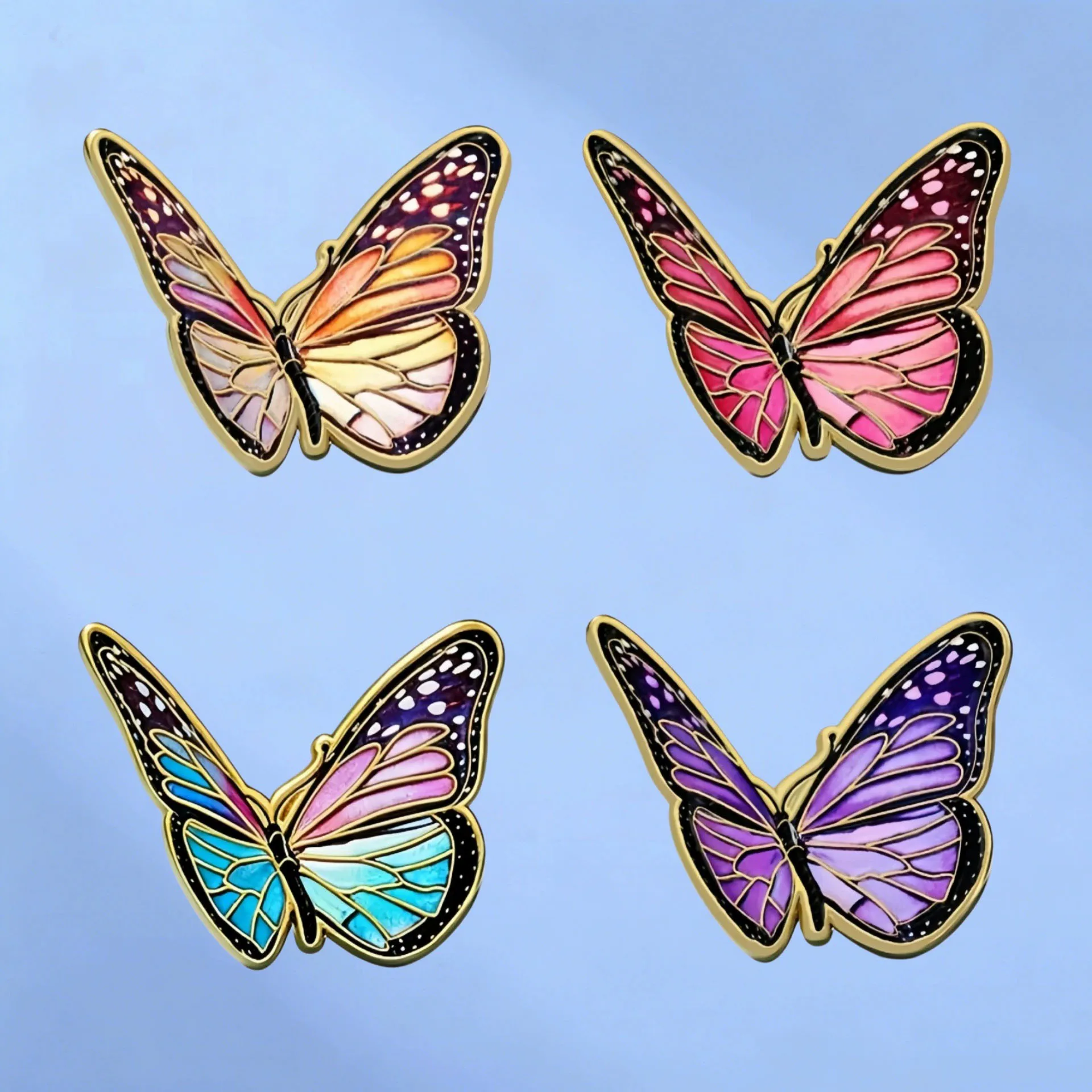 Funny Colorful Butterfly Enamel Brooches Multicolour Insect Metal Pins For Women Girls Backpack Clothing Badge