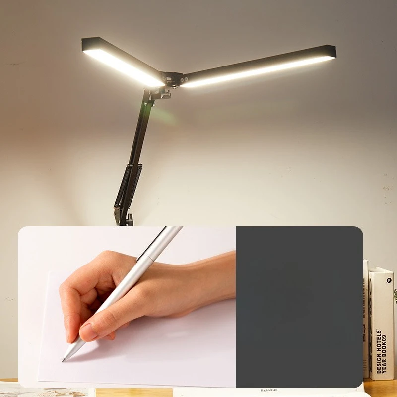 Office Desktop Double Head Folding Lamp American Long Arm Nail Tattoo Beauty Working Lamp Tool
