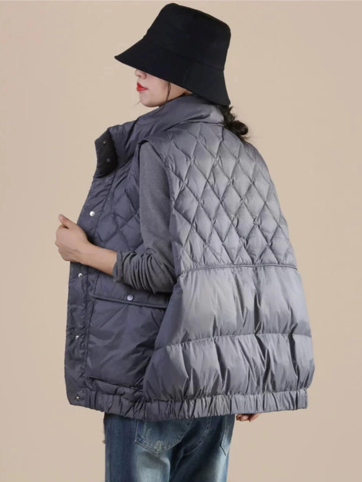 

Универсальный женский пуховый жилет Sli, белый, свободный крой, теплый, с воротником-стойкой, осень-зима, новинка, модный