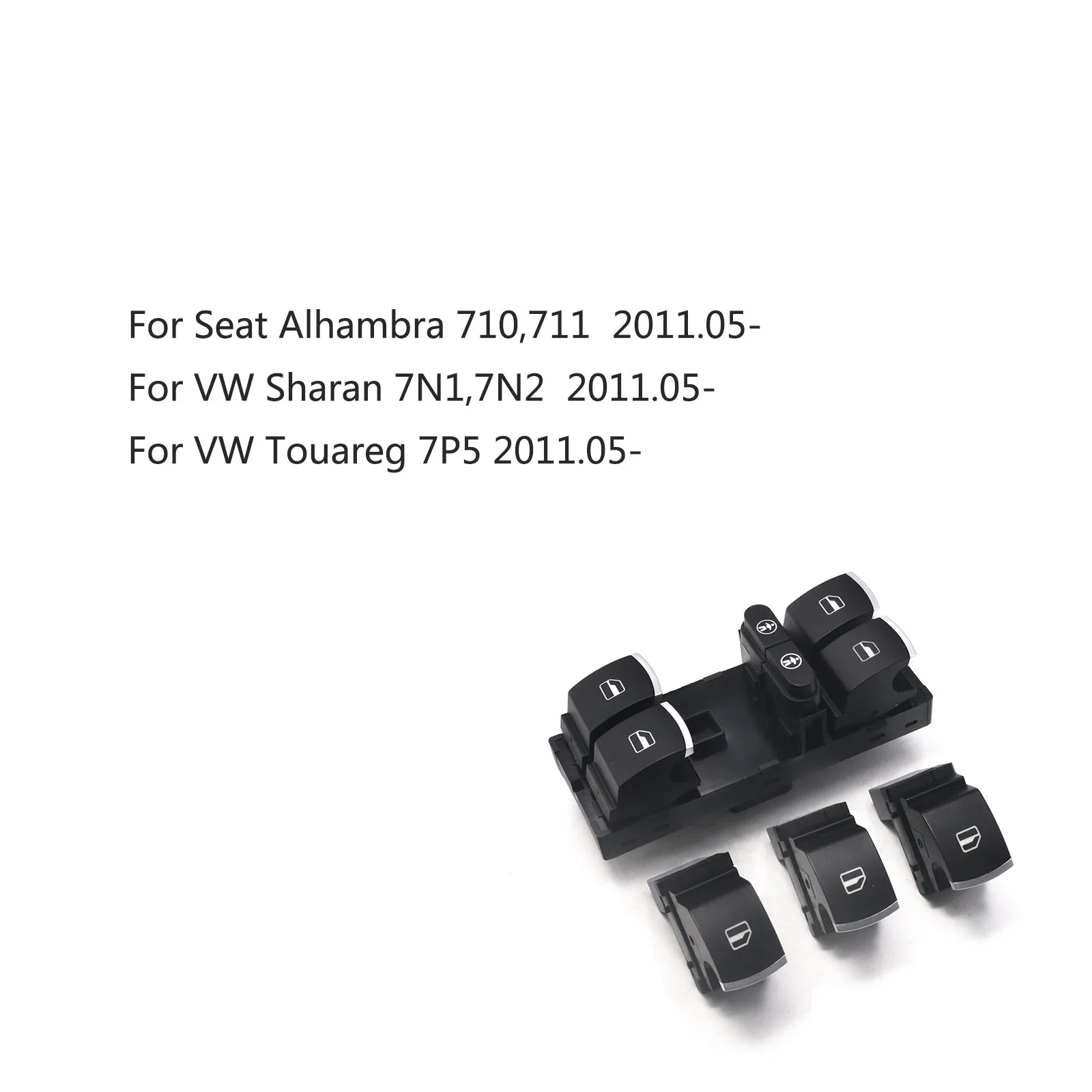 Window Door Control Switch Button for VW Sharan Touareg Seat Alhambra 2011 2012 2013 2014 2015- 5ND959855 7P6959857B 7P6959857