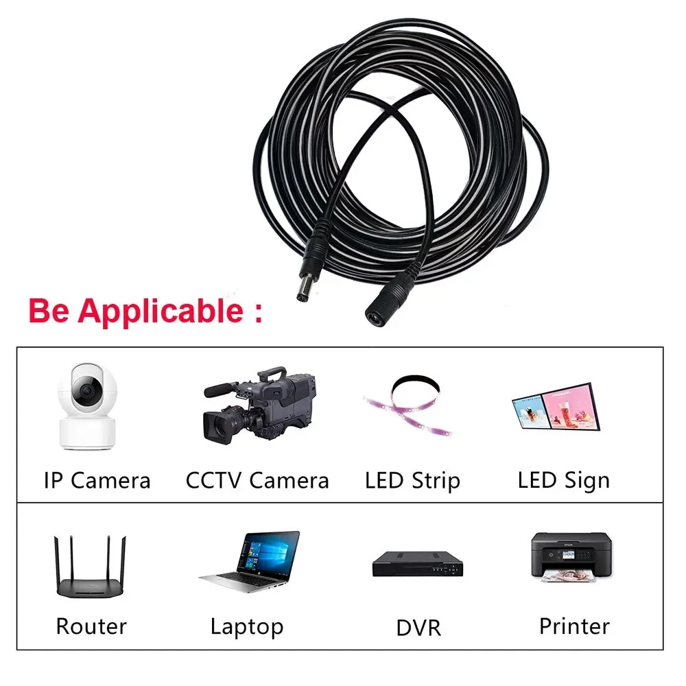 DC 12V Power Adapter Extension Cable 5.5*2.1mm Power Cord Extend Wire 5M Cable For CCTV Suveillance Camera Router NVR