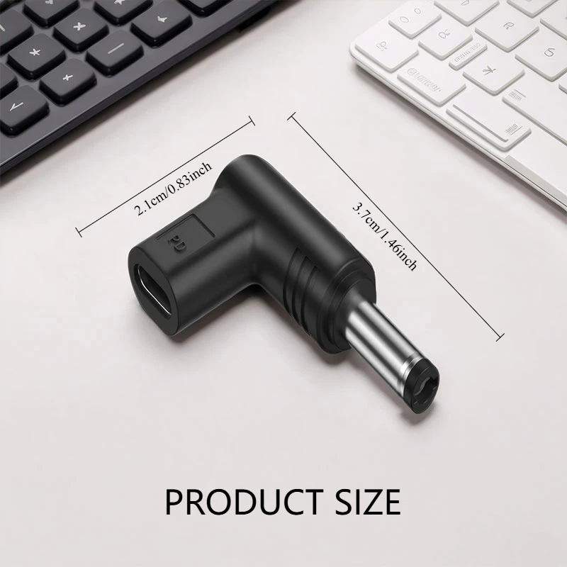 USB-C to DC 5V Converter Kit, 4 Specs (5.5x2.1 / 5.5x2.5 / 4.0x1.7 / 3.5x1.35mm), 90° Angled Type-C Female to DC Male for Device