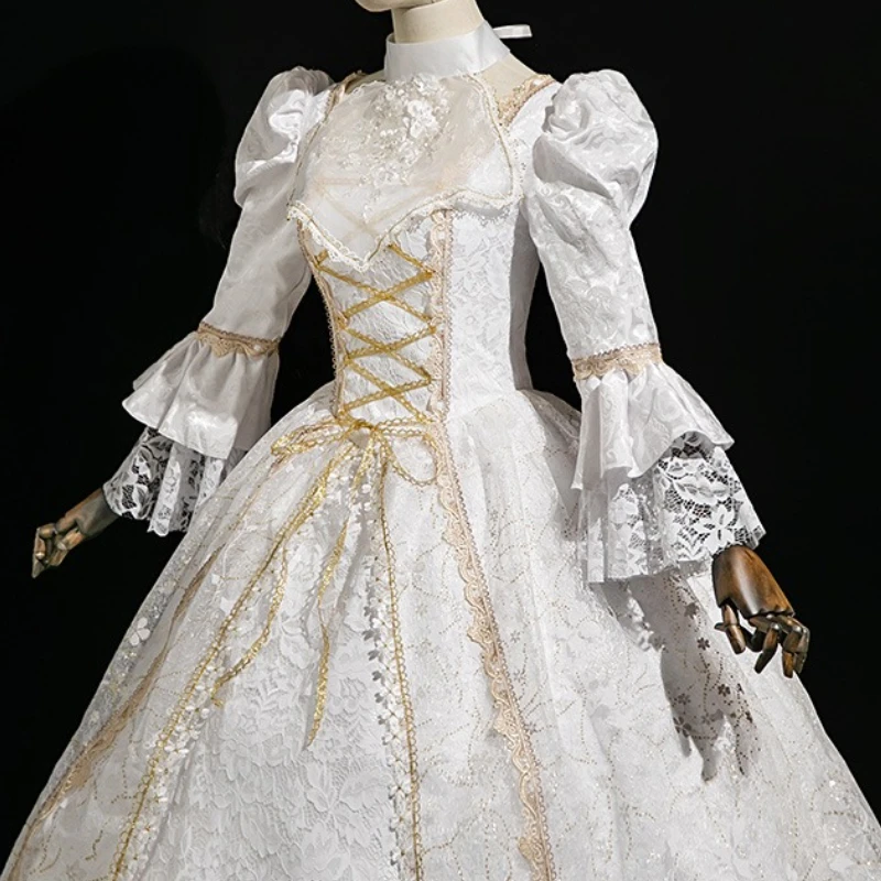 Russian Princess Dress Birthday Dignified Travel Photography White Jacquard Performance Suit Photo Dress Stage Vestido Gala Luxo