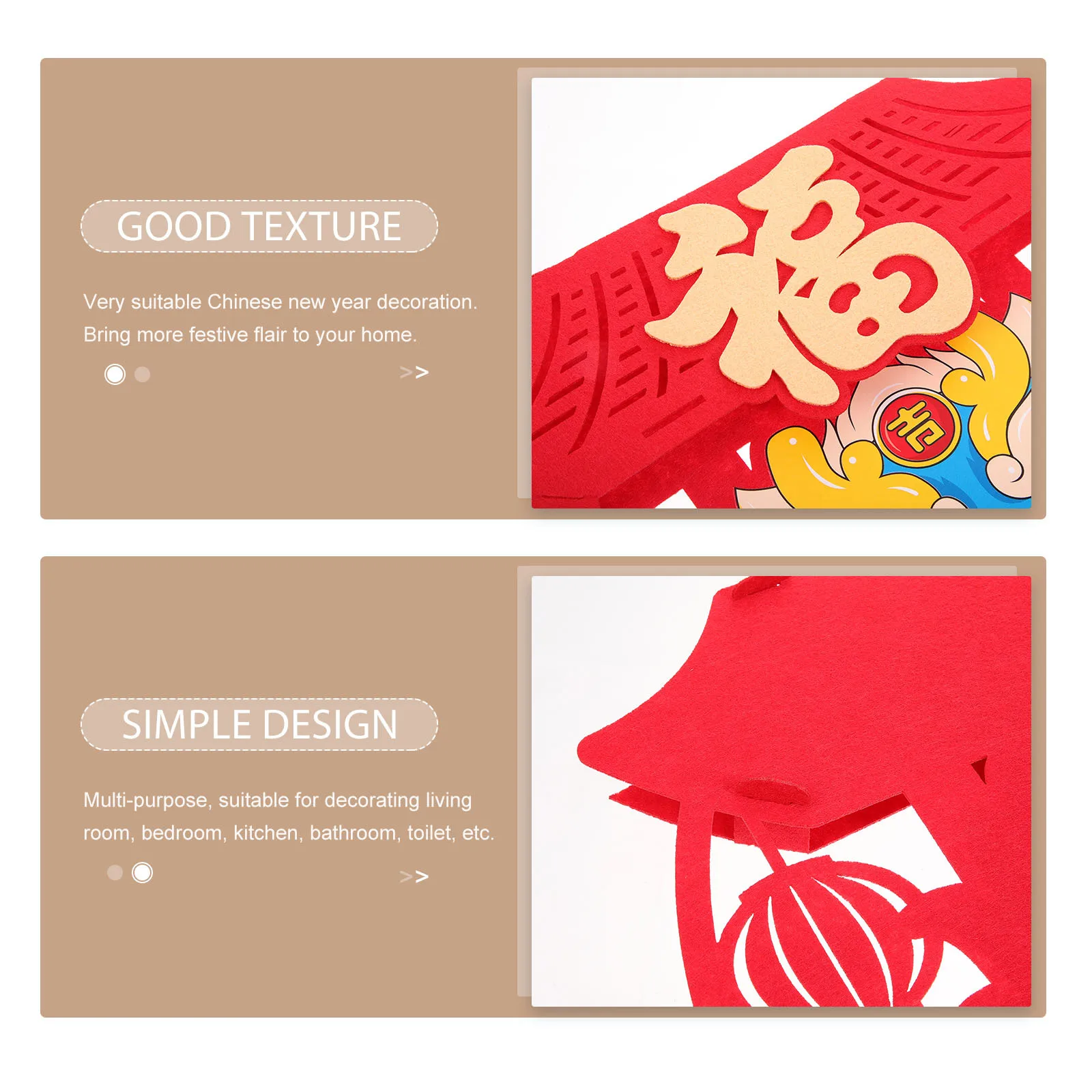 

2pcs Fu Character Stickers Chinese New Year Decoration For Door Window Wall Kitchen Bathroom Spring Festival Decor Non-Adhesive