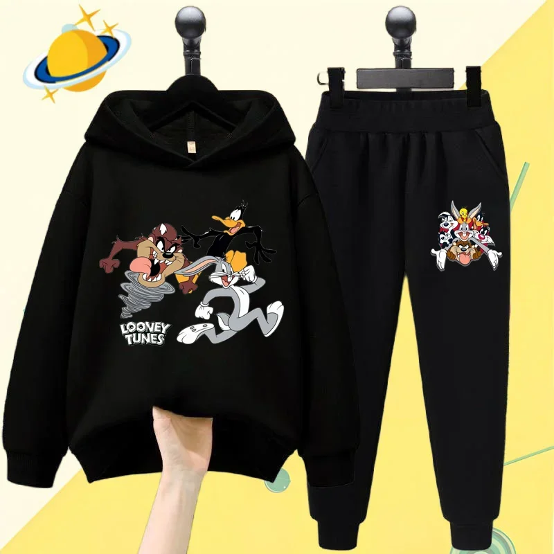 Bugs Bunny cartoon children\'s hoodie set cartoon printed autumn and winter long sleeve sweatshirt boy girl Kawaii birthday gift