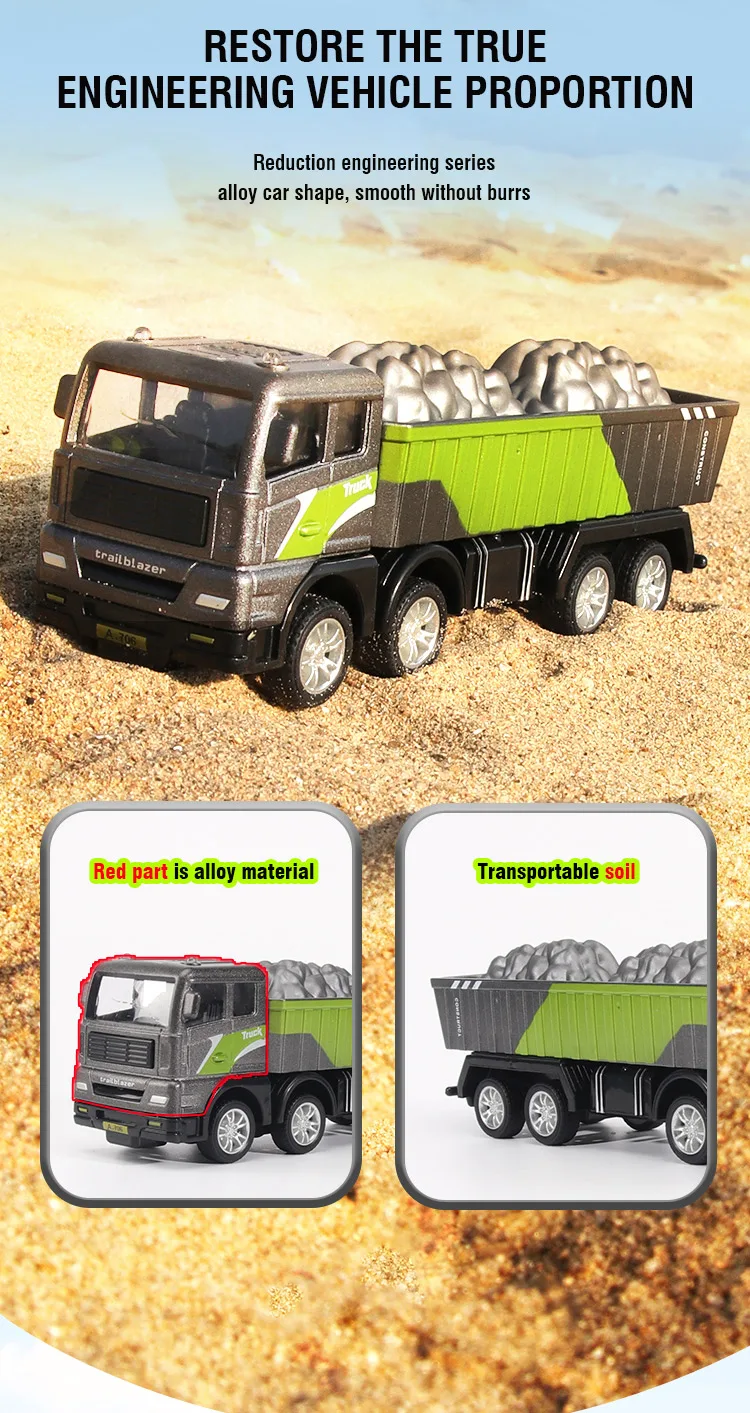 1/50 Diecast Engineering Fahrzeug Bagger Bulldozer Auto Modell Simulation Legierung Kopf Dumper Lkw Kran Tanker Spielzeug für Kinder Jungen – Detail 6