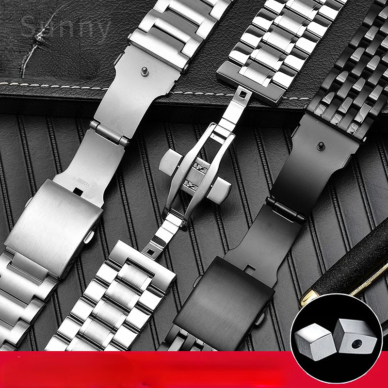 Cinturino per orologio in acciaio inossidabile per cinturino Seven Friday M2/Q201/02/03 Bracciale per orologio da uomo in acciaio massiccio nero 28 mm