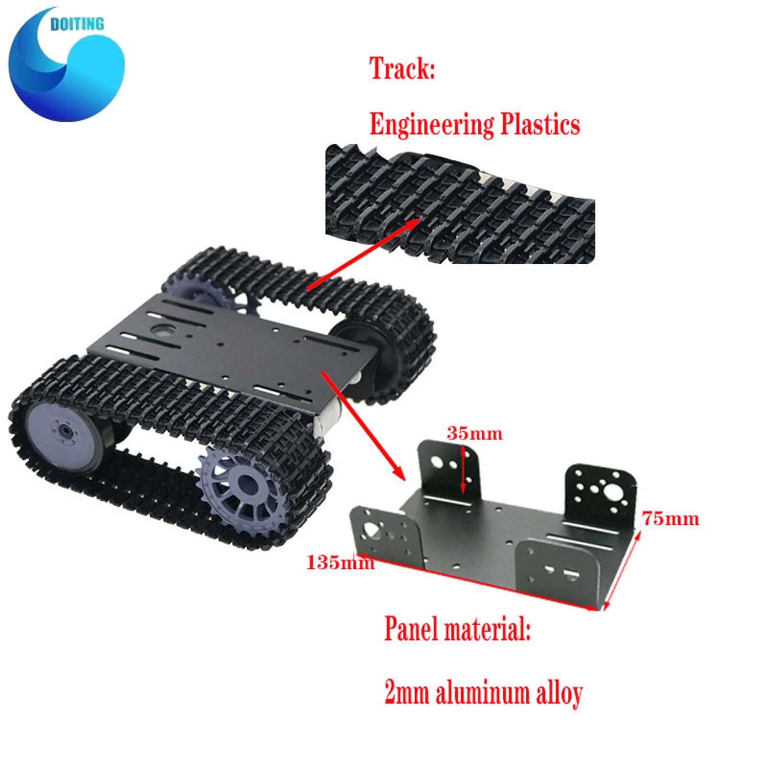 Chasis de tanque inteligente mini TP101, plataforma de Control remoto con Motor de CC Dual para Arduino, novedad