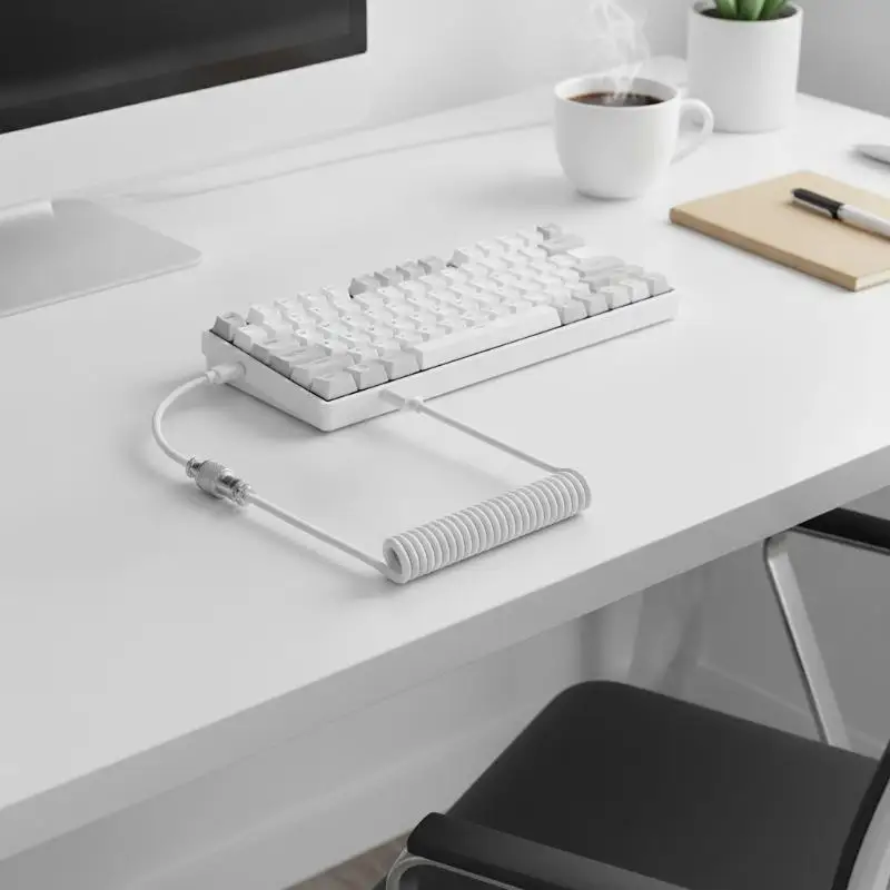 USB Type C Coiled Cable For Mechanical Keyboard Max Aviation Connector Cord For Desktop Computer