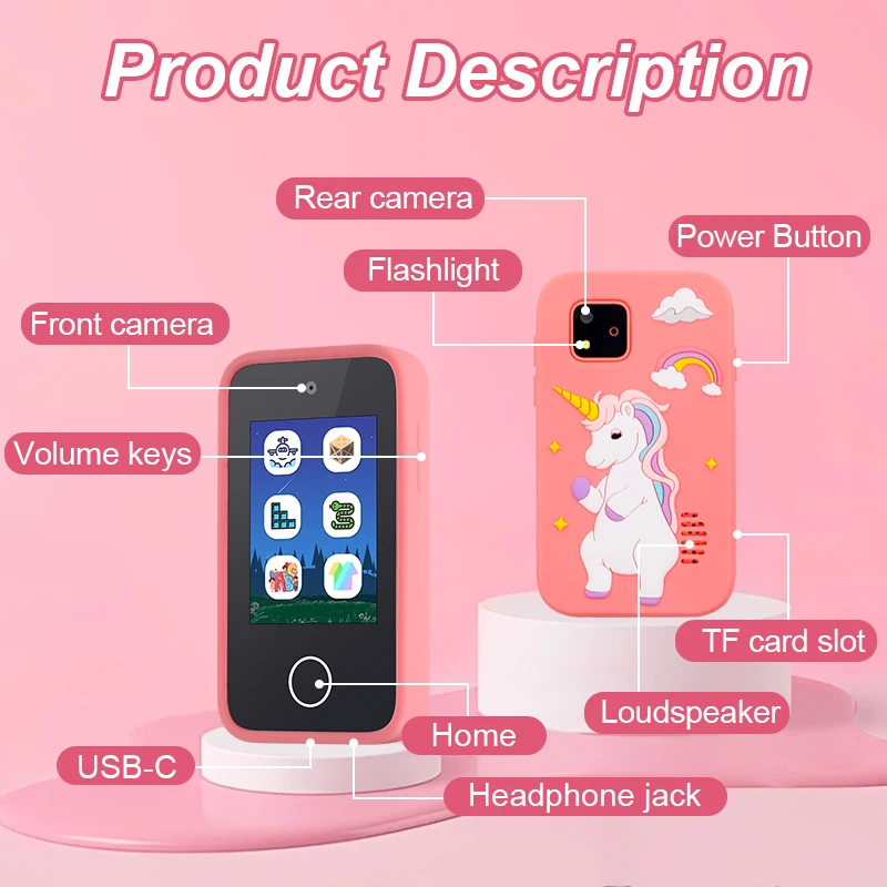 Children's puzzle mobile toy, 2.8-inch high-definition screen, music, photography, video recording, puzzle games, habit cultivat