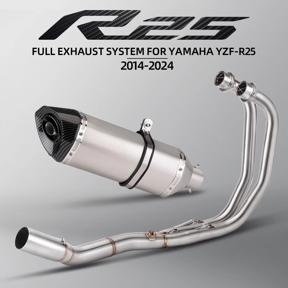 

Motorcycle 470 Exhaust Full Systems Front Header Pipe Slip On For Yamaha YZF-R25 2014-2024 Years