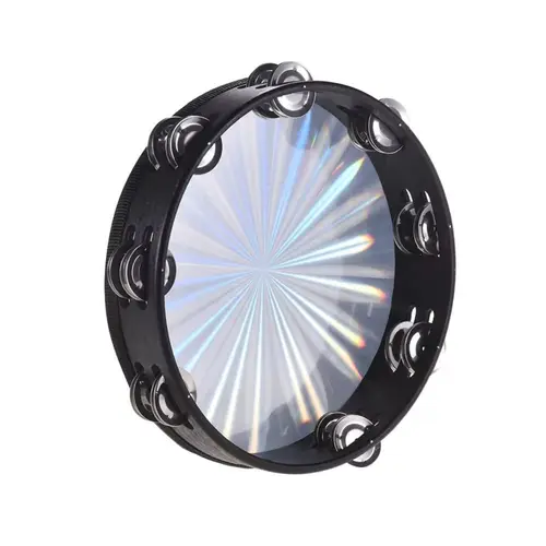 Imagen 2 del producto Tambor de mano de 6/8/10 pulgadas, pandereta de rendimiento de madera de arcoíris, campanilla educativa de una/doble fila, pandereta radiante