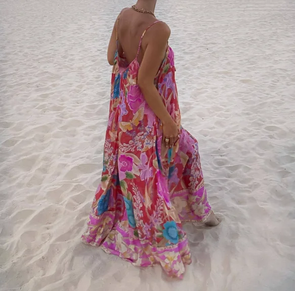 2025 Nuovo abito Cami stampato alla moda per le donne Vestito estivo casual da spiaggia per le vacanze sexy ed elegante dal design estivo alla moda