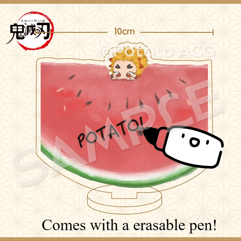 

Rengoku Kyoujurou Acrylic Message Board Demon Slayer: Kimetsu No Yaiba Anime Peripheral Cute Q-version Eat Watermelon Ornament