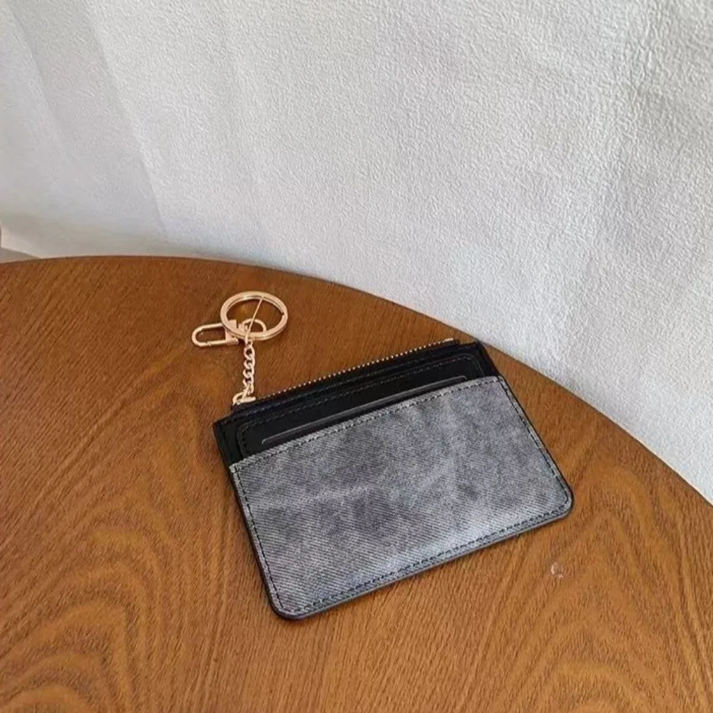 Simple PU Leather Woman Wallet Thin Multi-card Slot Short Card Bag Multi-functional Keychain Cartoon Card Holder Lady