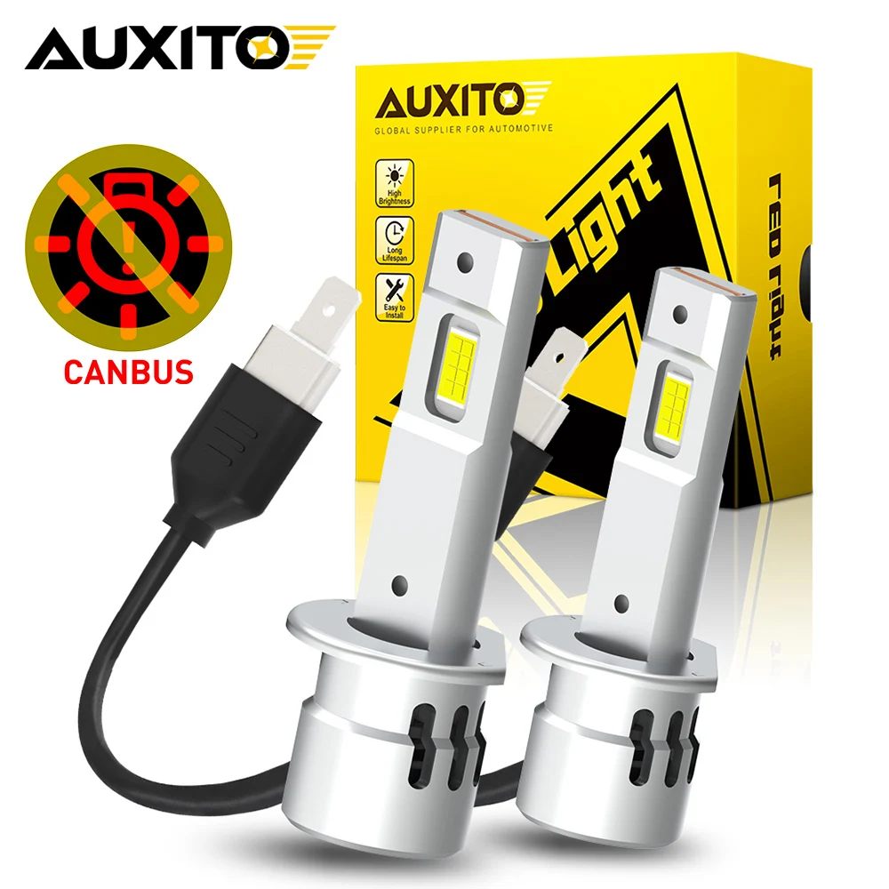 AUXITO 2Pcs 1:1 Car LED H1 H7 LED Canbus Headlight Bulb 20000LM 6500K White Plug&Play for Auto Super Bright Golf 7 Bmw E60 E46