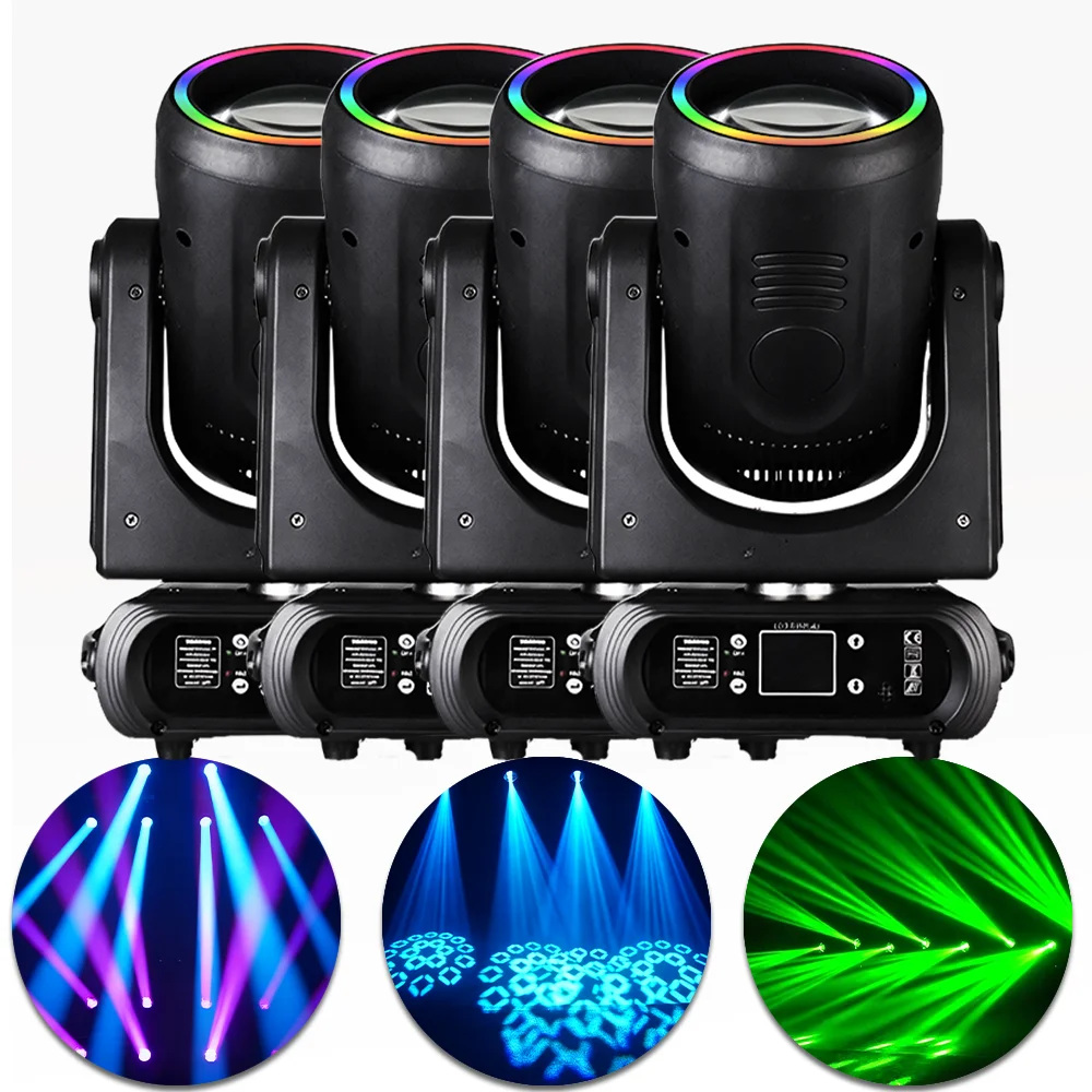 

4pcs 250W LED Beam Moving Head Light With ring 18 Prisms focus DMX512 stage light for DJ Discos Nightclub Wedding Party bar