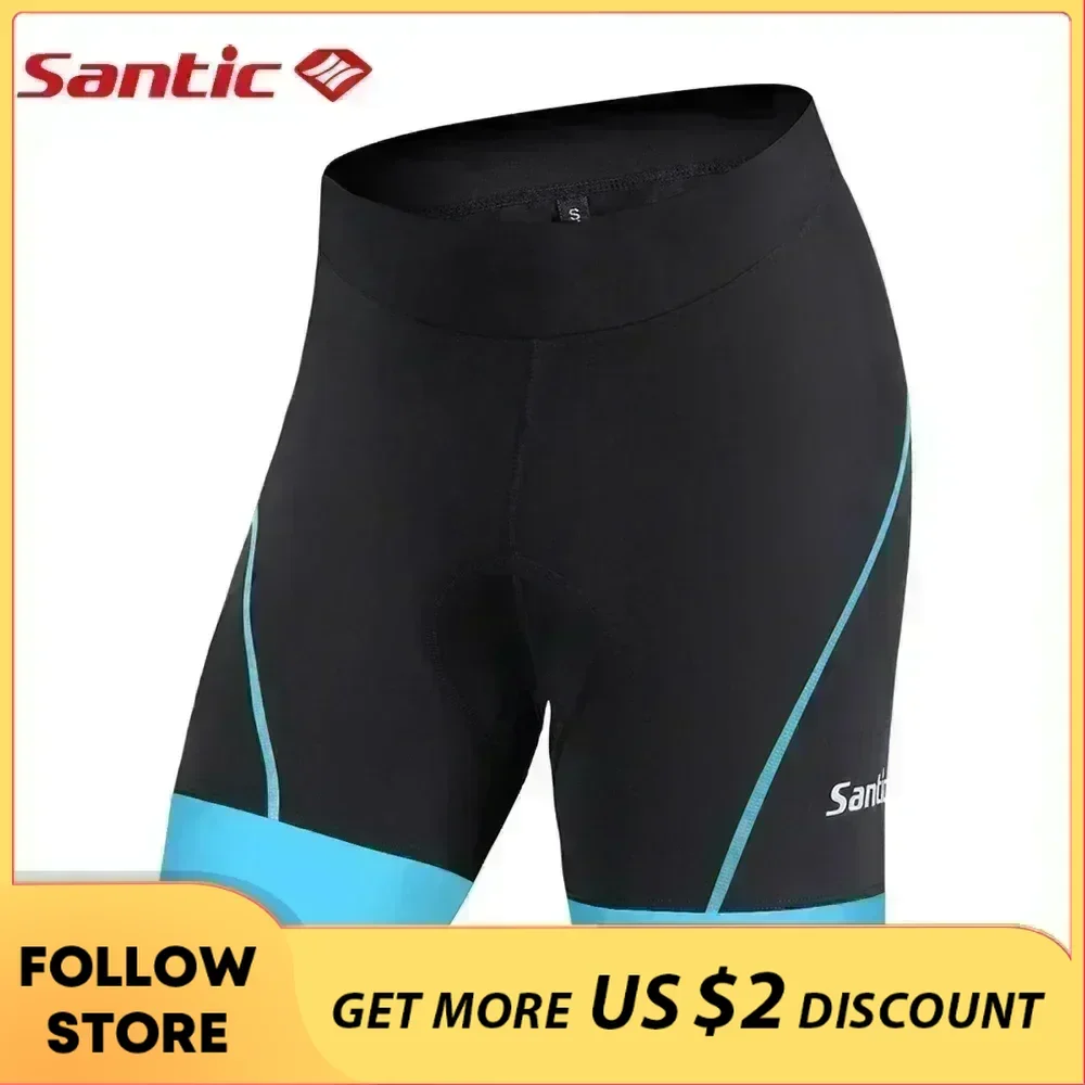 Santic Biker Shorts Women 4D Padded Cycling Bicycle Shorts Breathable Reflective MTB Mountain Road Bike Sports Pants US/EU Size