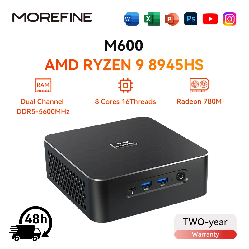 MOREFINE Mini Pc Gamer CPU Ryzen 9 8945HS AMD R7 8845HS R7-8745HS R5-8645HS 2.5G LAN Windows11PRO Desktop Computador Gaming PC