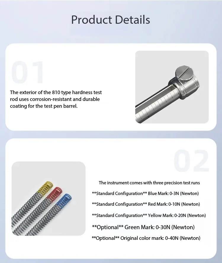 Portable 810 Newton Pen Hardness Tester for Metals and Alloys, ROD Type Precision Hardness Measurement Tool