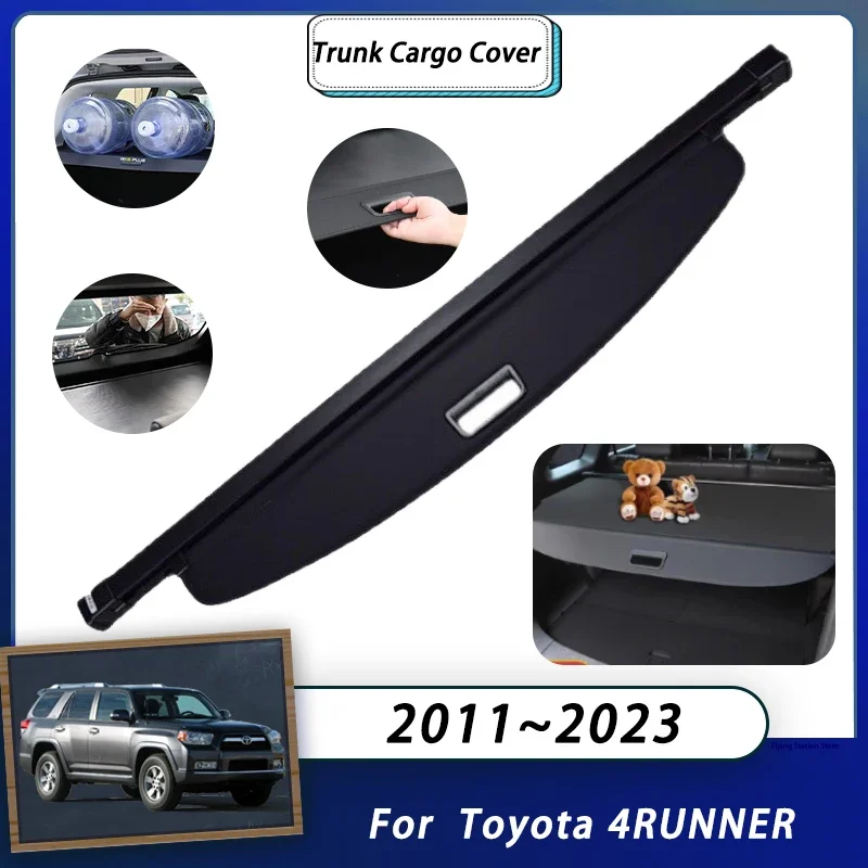 Rear Cargo Cover For Toyota 4RUNNER N280 MK5 2011~2023 Car Trunk Luggage Curtain Organizer Retractable Shielding  Accessories