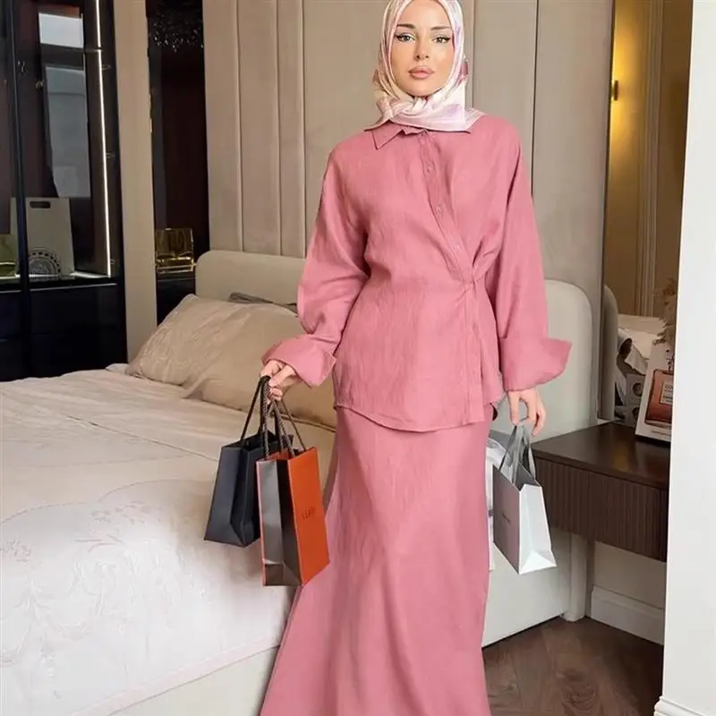

Elegant Long Sleeve Comfortable Women's Outfit Winter Fashion Set High Quality Polyester V Neck Two Piece Ensemble for Ladies