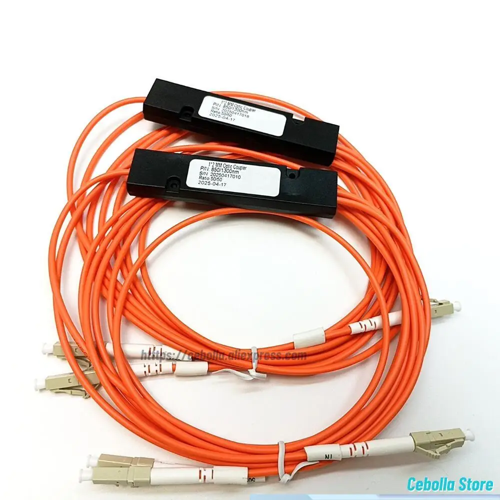 Fiber Optic FBT Splitter 1*2 PLC Multimode Fiber Coupler 50/125μm Coupling Ratio 50/50 LC/UPC 1X2 Coupler 850/1300nm