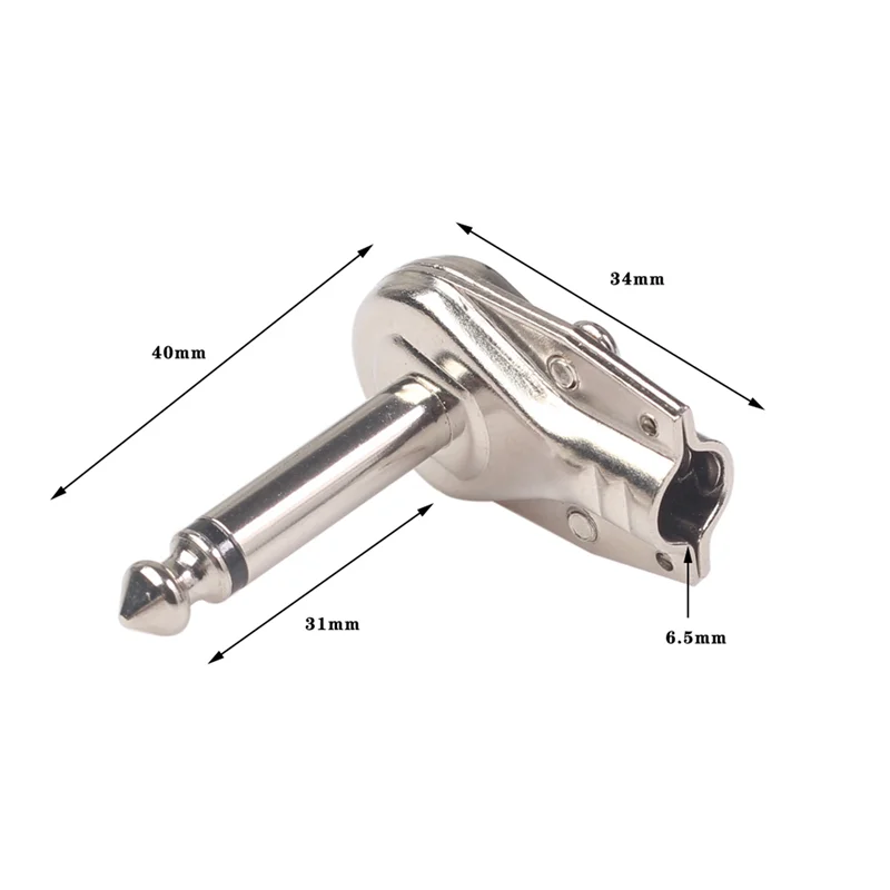 20 قطعة 90 درجة الزاوية اليمنى 6.35 مللي متر أحادية 2 القطب جاك التوصيل 6.35 مللي متر الغيتار فونو فطيرة 1/4 بوصة موصل ، فضي