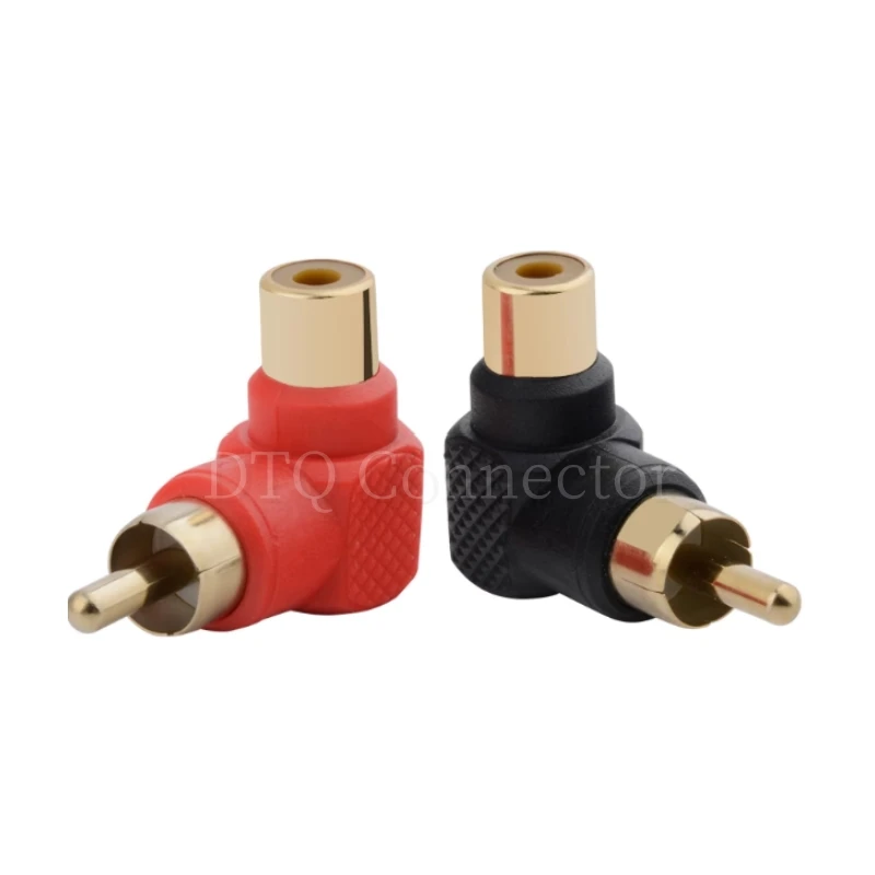 2Pcs 90 Degree RCA Right Angle Connector Plug Adapters Male To Female M/F Elbow Audio Adapter