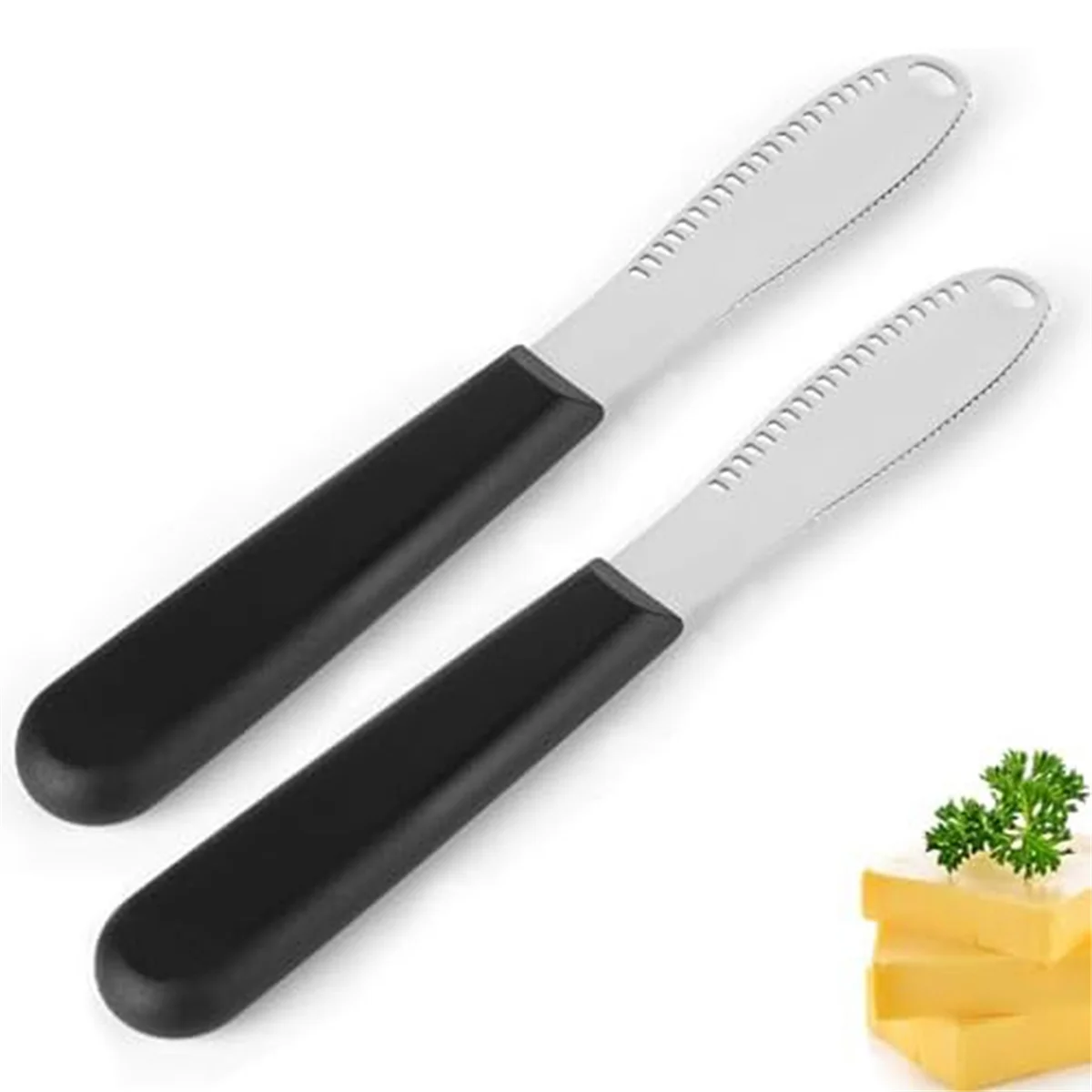 Butter Knife, 3 in 1 Stainless Steel Butter Knives Butter Spreader with Serrated Edges and Scraping Holes Comfort Grip