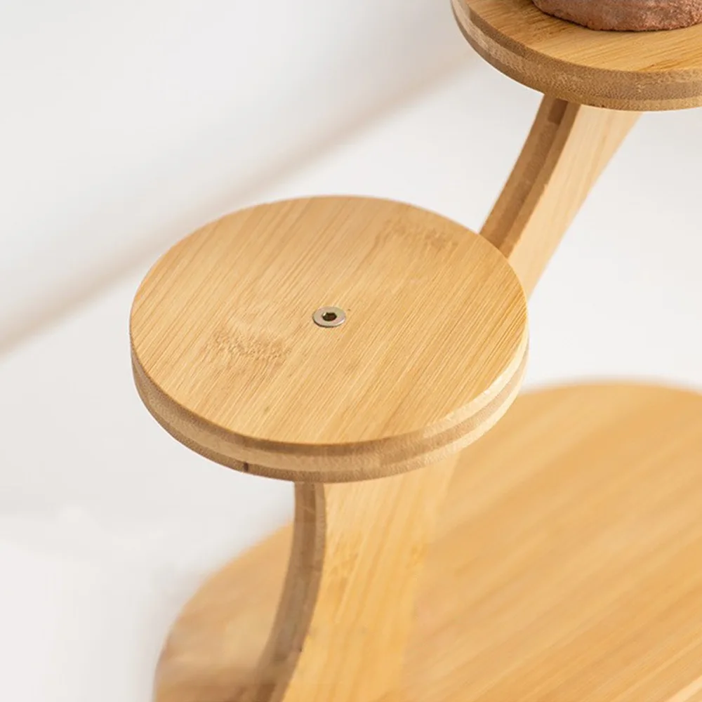 8.66x7.68in Desktop Plant Stand 3‑tier Design Tree‑shaped Frame Bamboo Flower Rack Tabletop Placement Stable Base