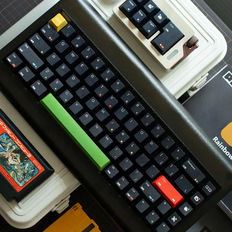 Conjunto de teclas com tema de ponto arco-íris, personalizado, sublimação pbt, perfil cereja, tampa de teclado para teclado mecânico, acessórios, presente