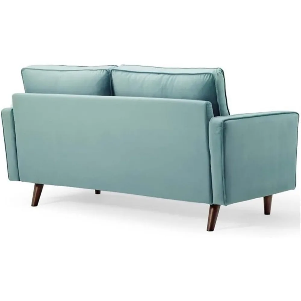 مقعد Loveseat مخملي حديث باللون الأخضر النعناعي مع لمسات الجوز - أثاث غرفة معيشة مريح وأنيق