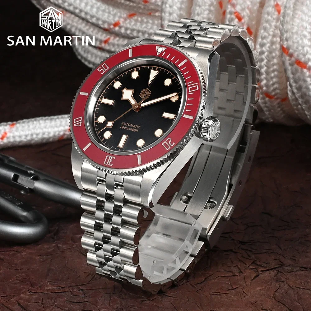 San Martin-Bracelet Jubilee en acier inoxydable, pièces de montre, 20mm, fermoir réglable pour SN0008 SN0128