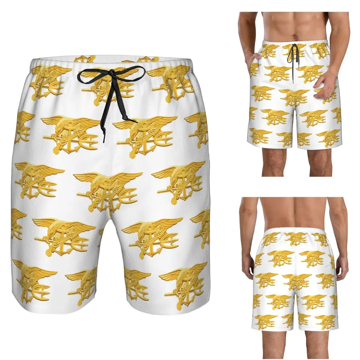 Navy Seals Badge Trunks Beach Board Shorts Casual Quick Dry Swim Summer Men Pants