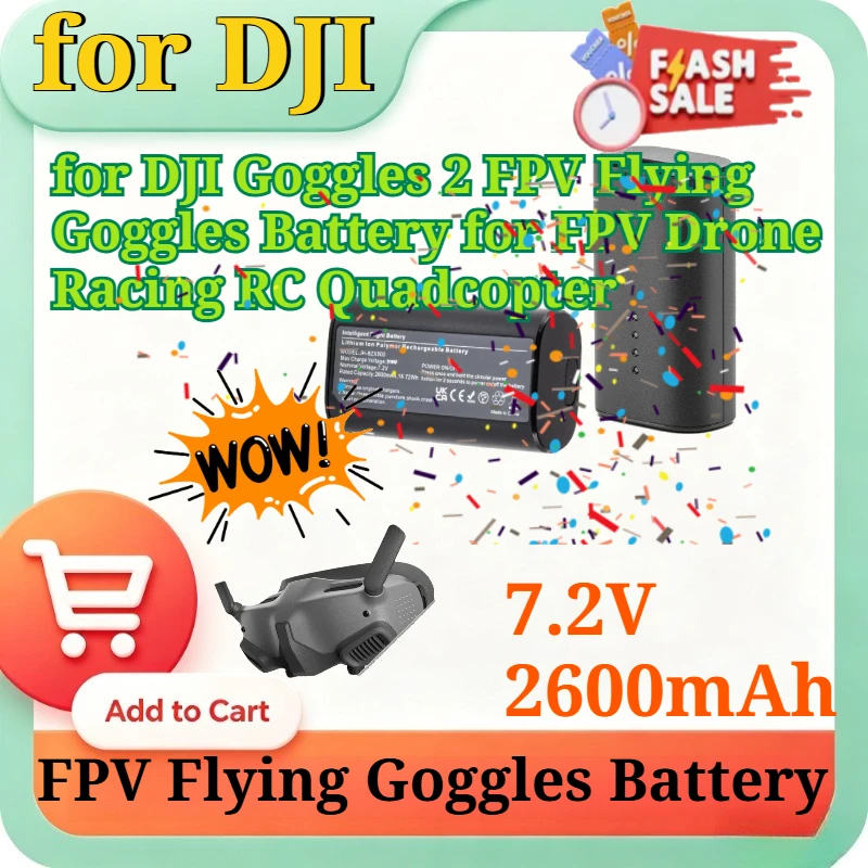New 7.2V 2600mAh Li-Polymer Replacement Battery for DJI Goggles 2 FPV Flying Goggles Battery for FPV Drone Racing RC Quadcopter