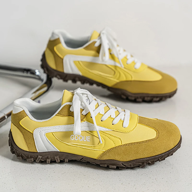 

Luxury Cow Suede Leather Men Women Sneakers Solid Color Yellow Gray Red Flats Casual Shoes Fashion Flat Footwear Tenis Masculino