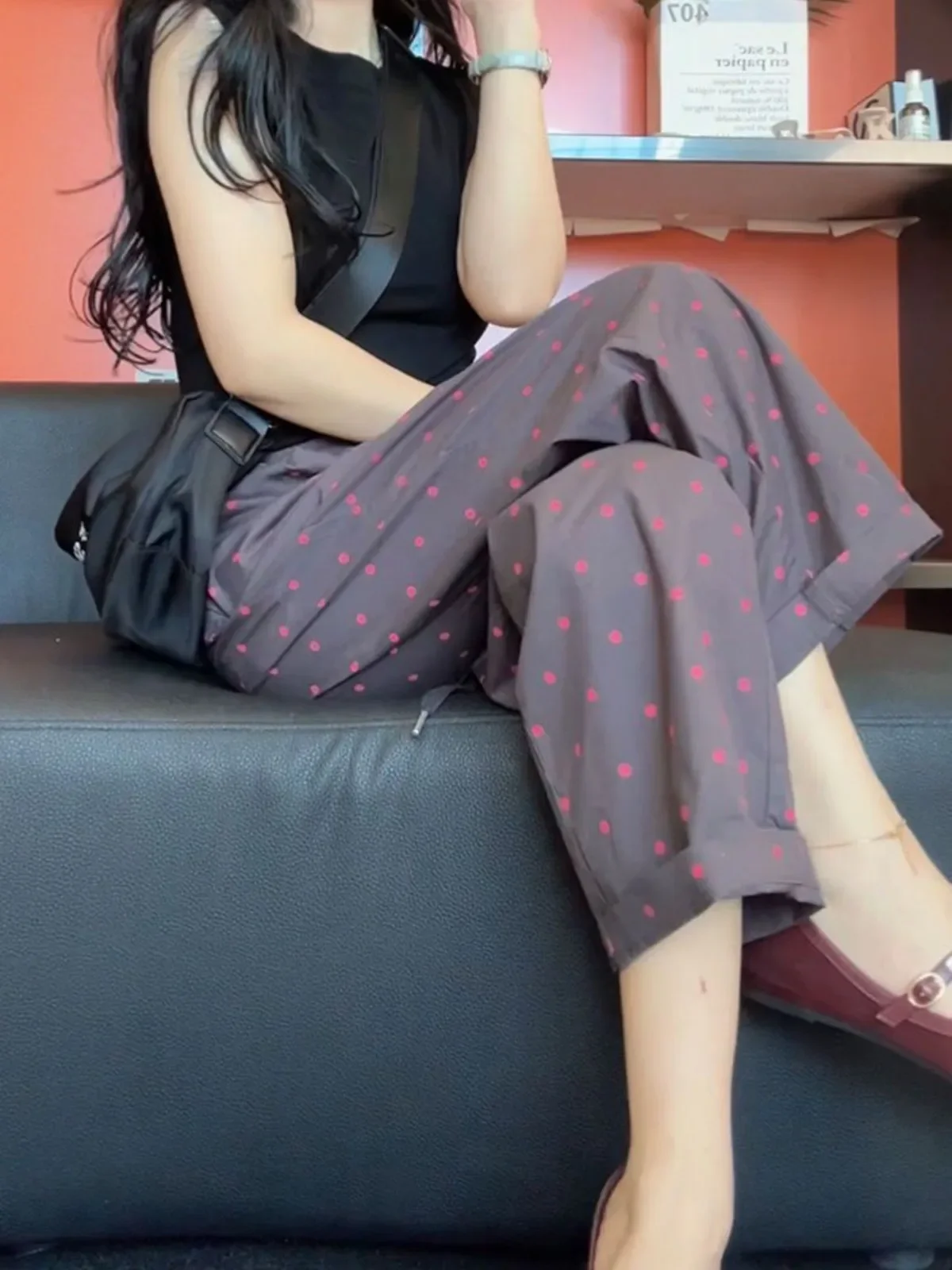 بنطلون رياضي عتيق لعام 2025 للسيدات غير رسمي فضفاض كلاسيكي مموج نقطة الركض واسعة الساق مستقيمة الساق بنطلون عداء ببطء الهيب هوب #6