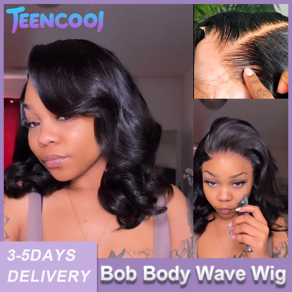 

16Inch Body Wave Bob Wig Brazilian Hair 13x4 Lace Frontal Human Hair Wigs Preplucked Short Bob Lace Wigs Ready To Wear For Women