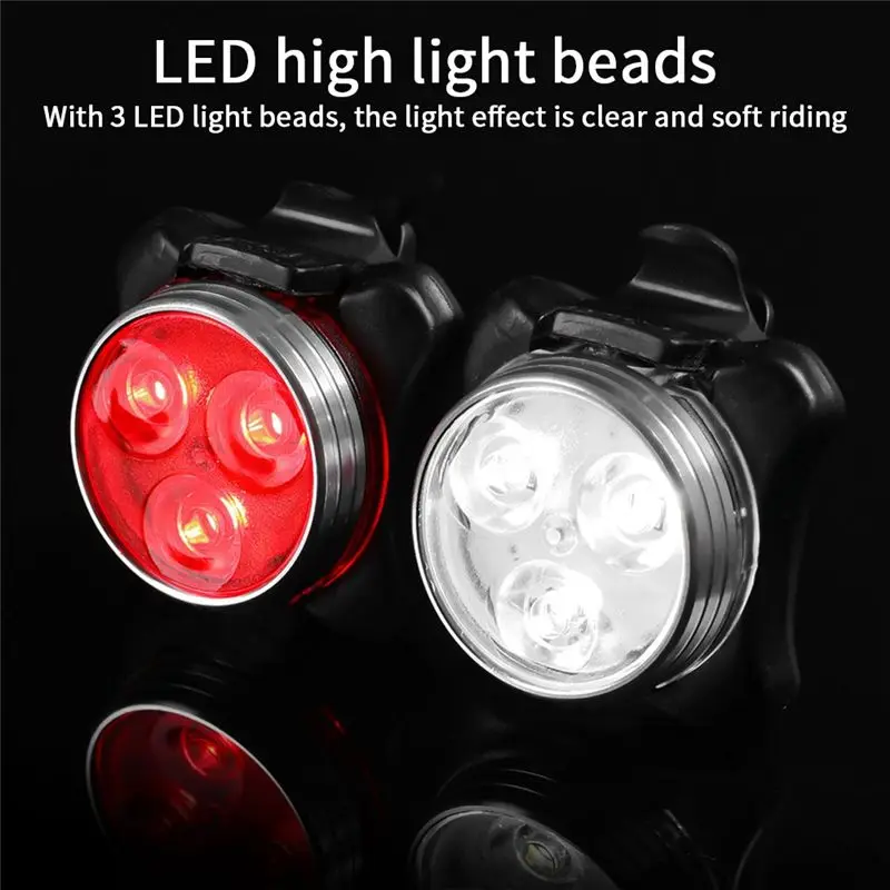 

Oct.277 Mountain Bike USB Charging Light Single Car Front Light Warning Light Red and White Bicycle Tail Light