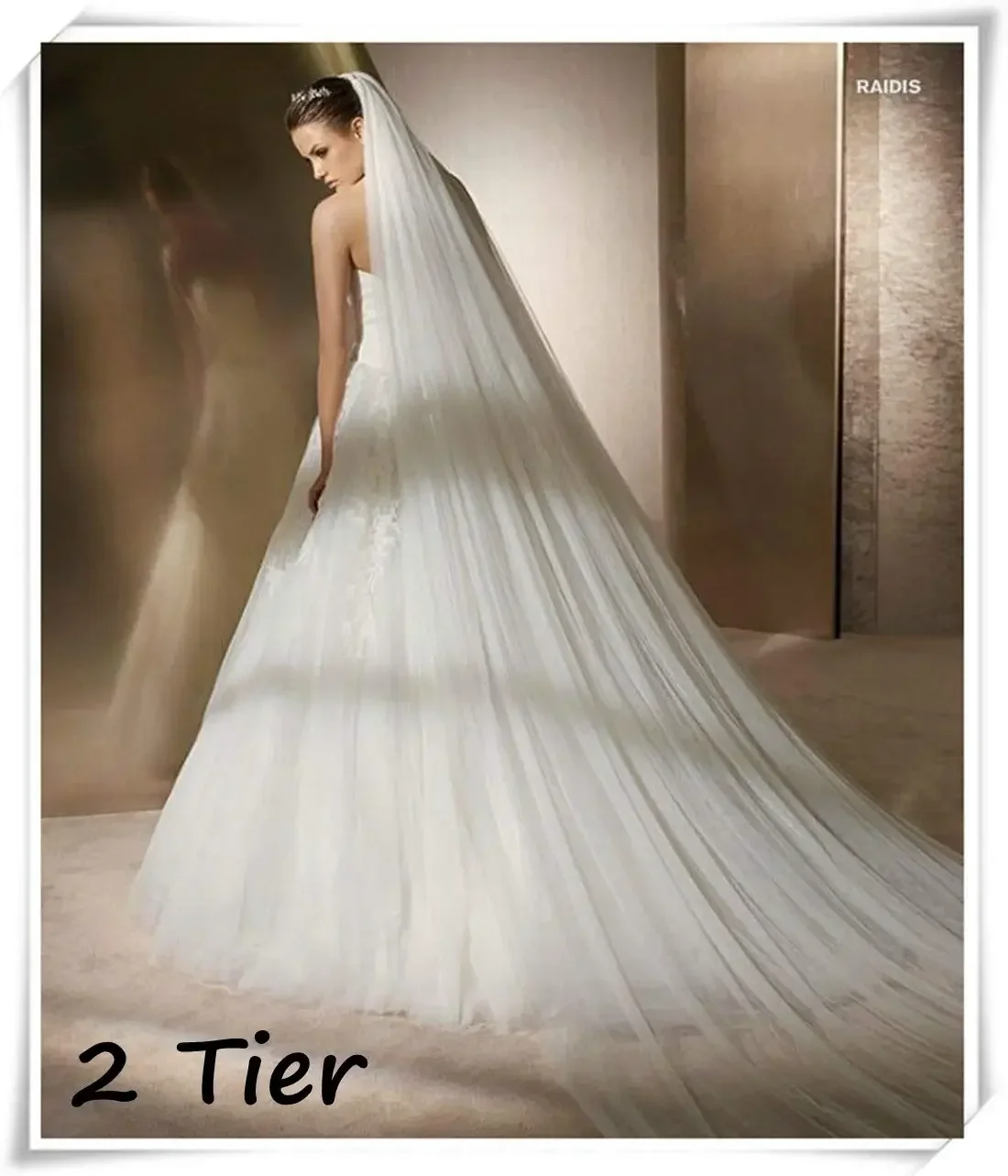 Bridal Wedding Veil 2T 3M Trailing Long Cut Edge with Comb White Ivory  2025