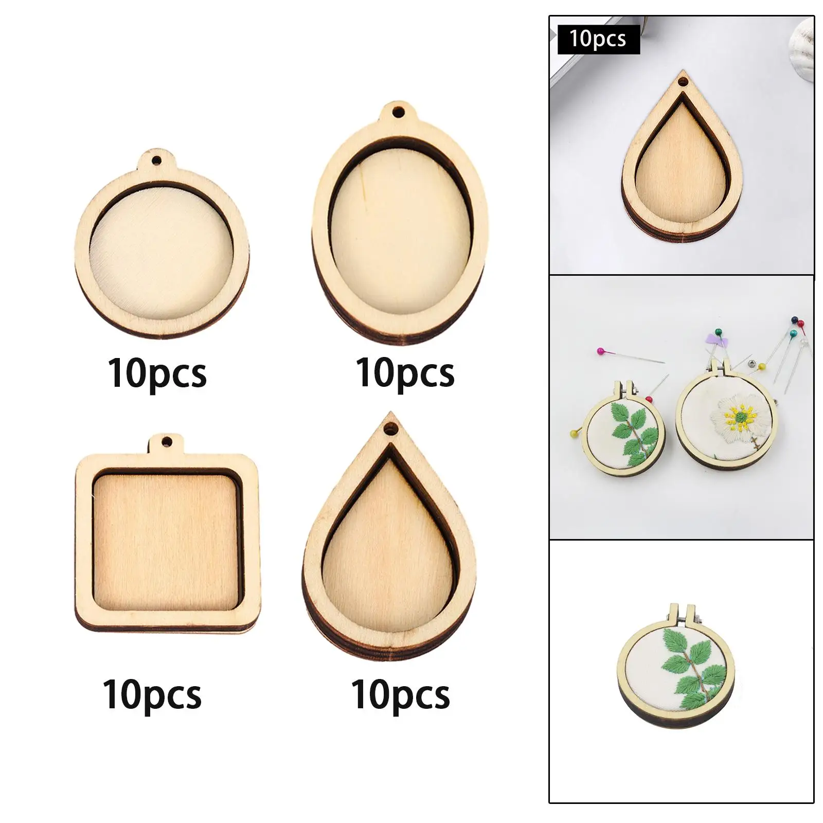 10x Mini Wooden Embroidery Hoops, Embroidery Frame for Crafts, Cross Stitch,