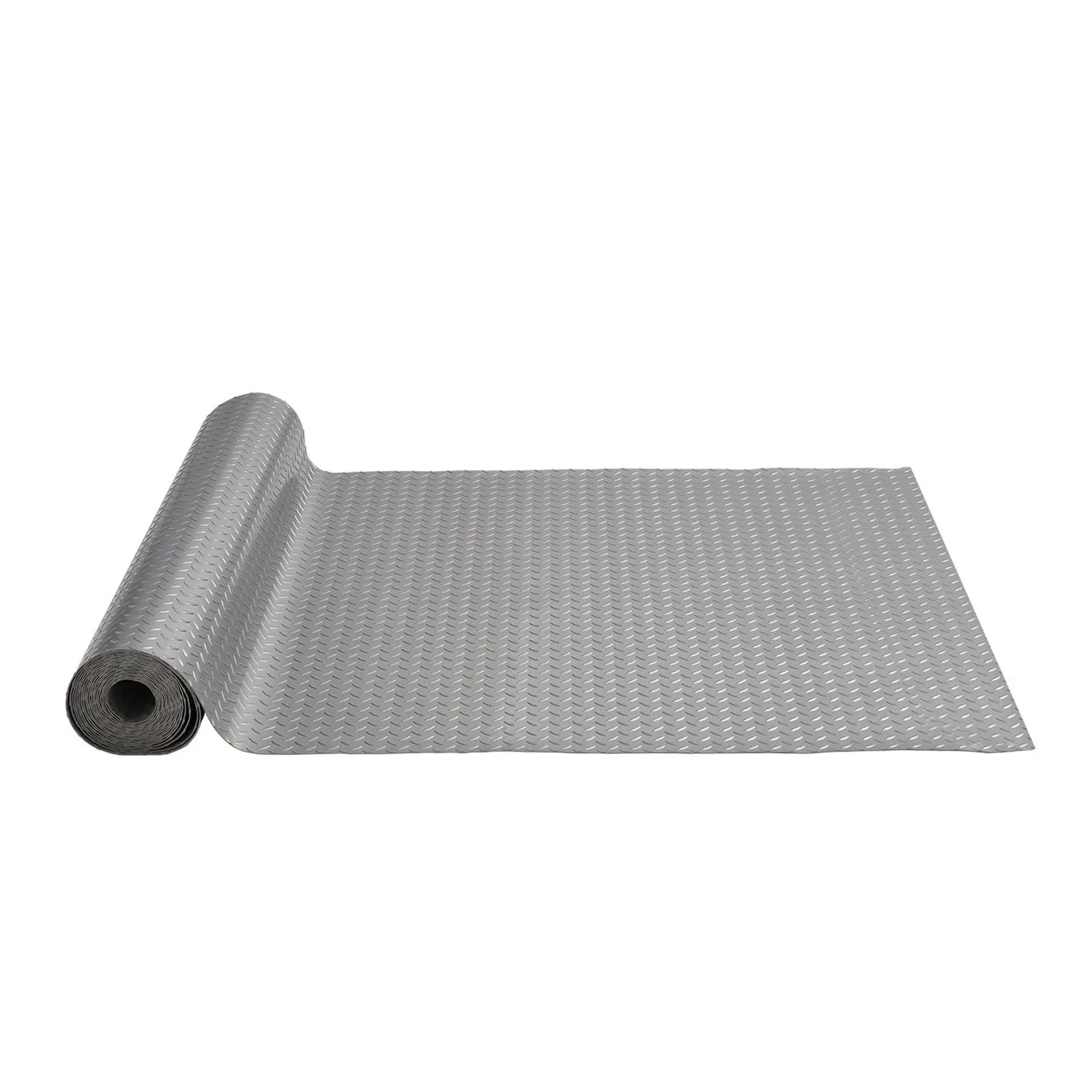 Garage Floor Mat 4.9x19ft Vinyl Roll Anti-Slide Diamond Texture Gray for Under Car 93 sqft Covering Space DIY PVC Gyms Boats