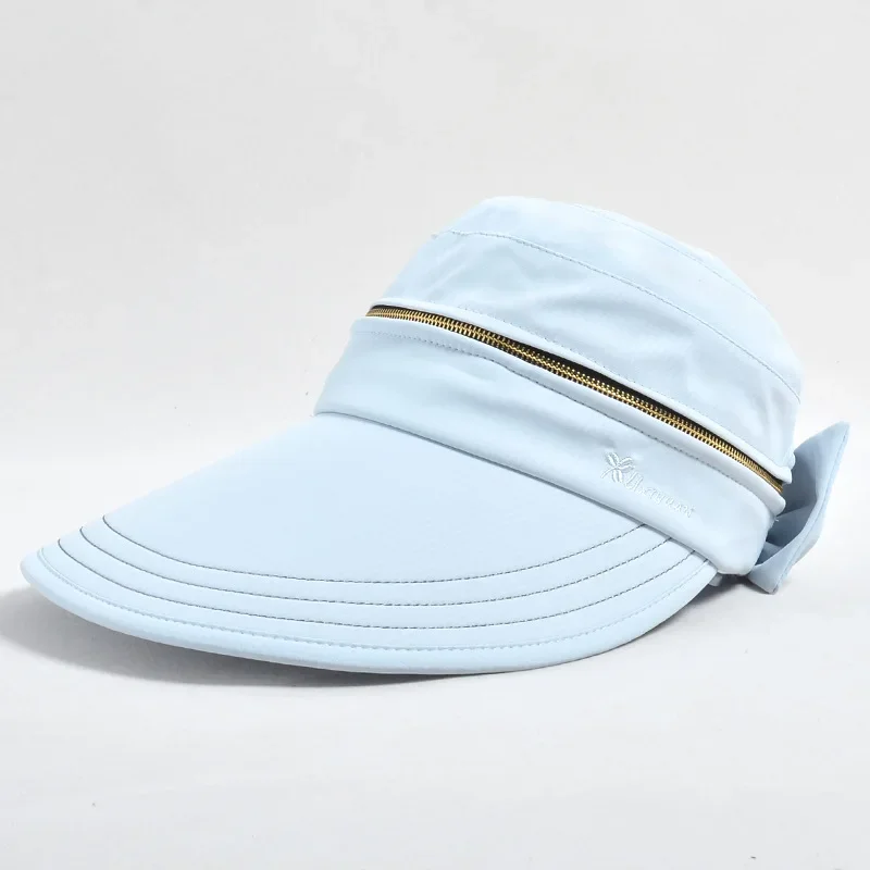 Women\'s Summer Hat Removable Cap Top with Zipper Empty Top Hat Cycilng Anti-UV Sun Hats Ladies Foldable Big Brim Hat Visor Caps