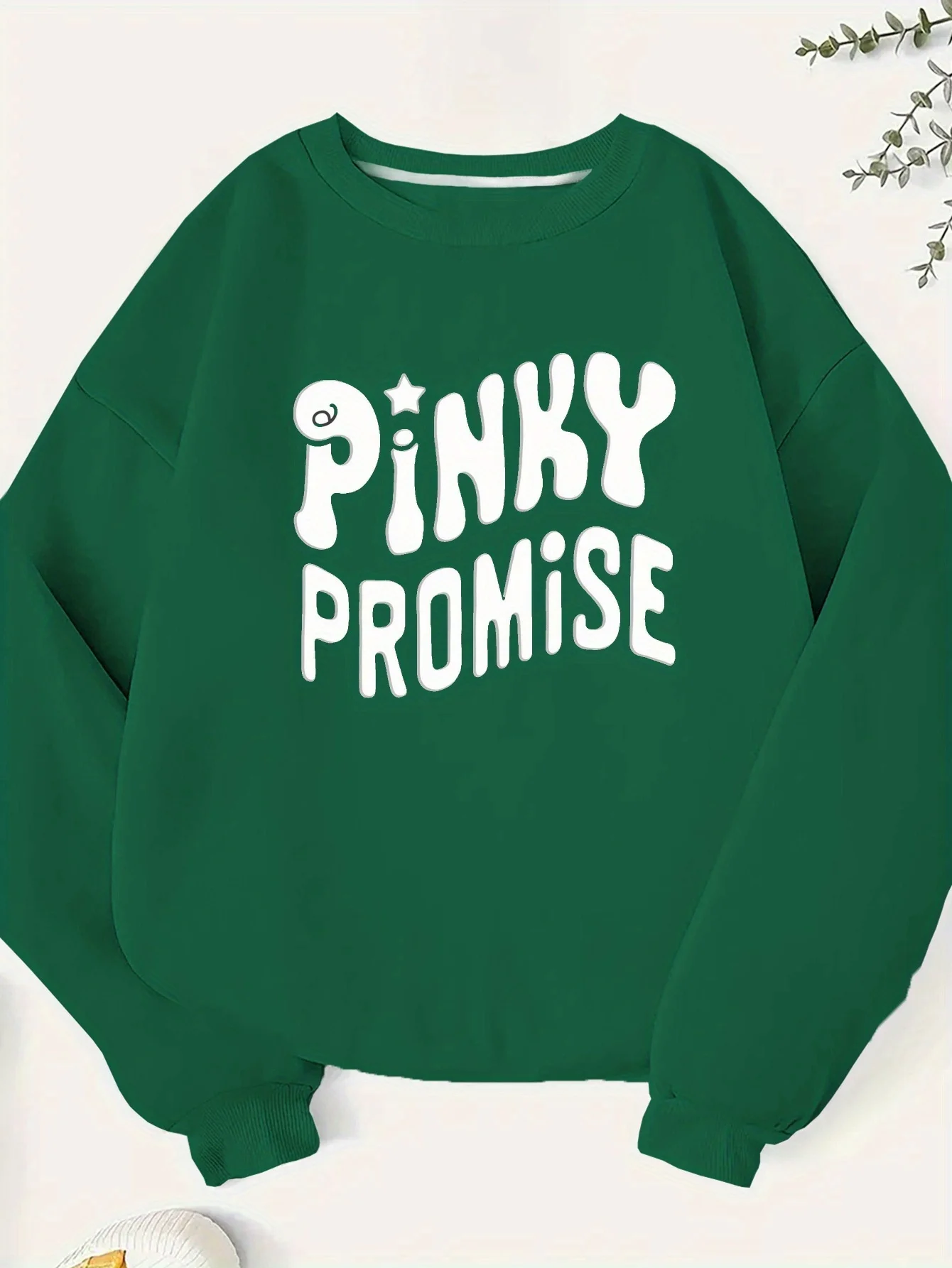 Women's Green Sweatshirt with Graphic 