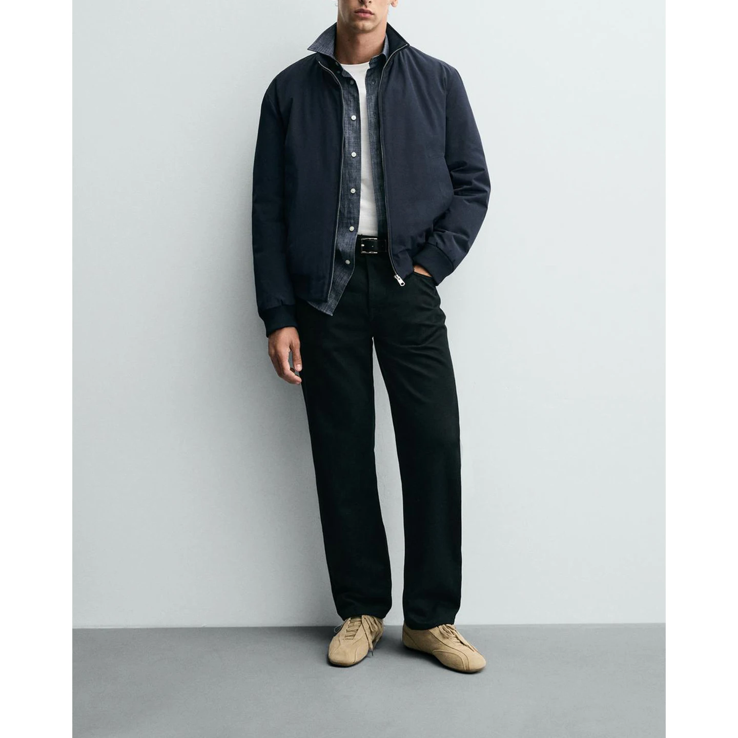 

Tech Fabric Pilot Jaet Zipper Long Sve Stand Collar Men's Autumn Outerwear Stand Fit Pure Color Daily Wear Polyester ...