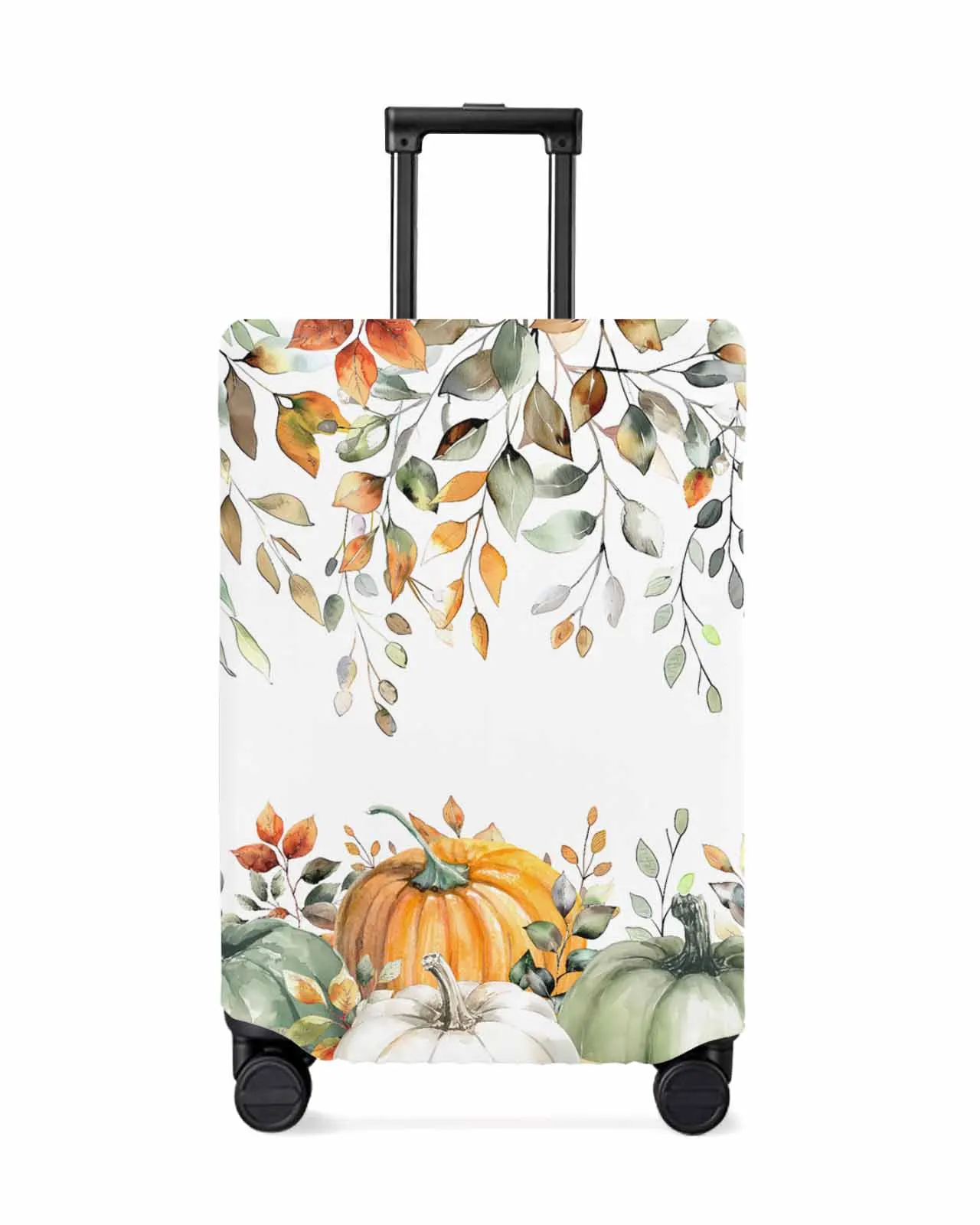 

Thanksgiving Plants Green Eucalyptus Leaves Pumpkin Luggage Cover Elastic Baggage Cover For 18-32 Inch Suitcase Case Dust Cover