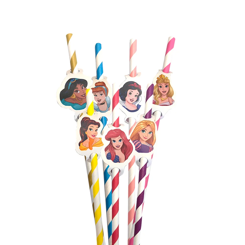 7/21 stücke Disney Cinderella Papier Strohhalme Geburtstag Dekoration Einweg Strohhalme Geburtstag Party Liefert Mädchen Baby Dusche Liefert 8