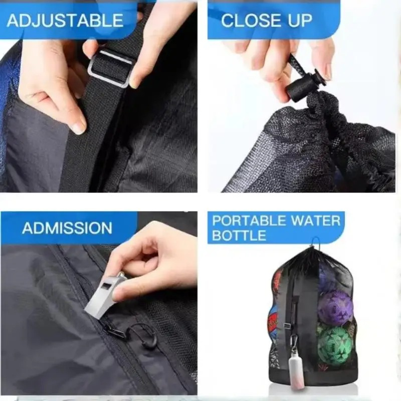 Mesh Drawstring Ball Carry Sack 1Pcs Extra Large Capacity Net Storage Bag for Soccer Basketball Volleyball Team Training