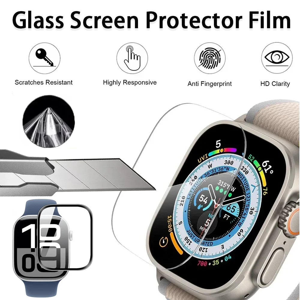 Glas-Displayschutzfolie für Apple Watch 11 10 46mm 42mm Ultra 3 2 49mm Weiche Hydrogel-Folie iWatch 9 8 7 6 5 SE 45mm 41mm 44mm